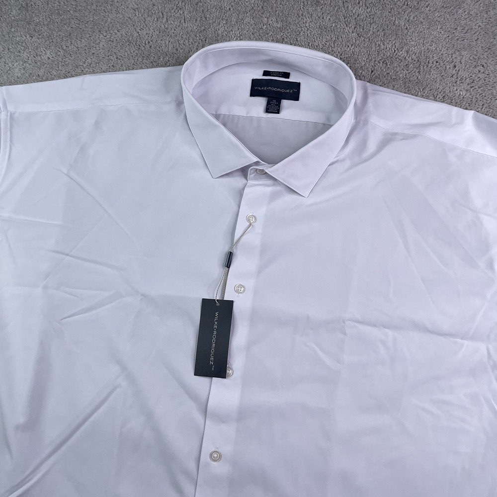 NEW Wilke Rodriguez Shirt Mens 18 32 White Classic Fit Stretch Performance